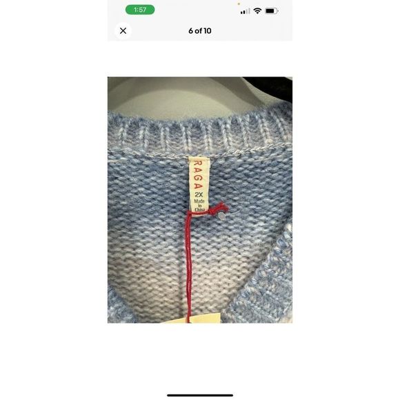 RAGA Anthropologie Womens Sz 2x NWT Cropped Knit Ombre Blue Alicia Cardigan - Picture 10 of 11
